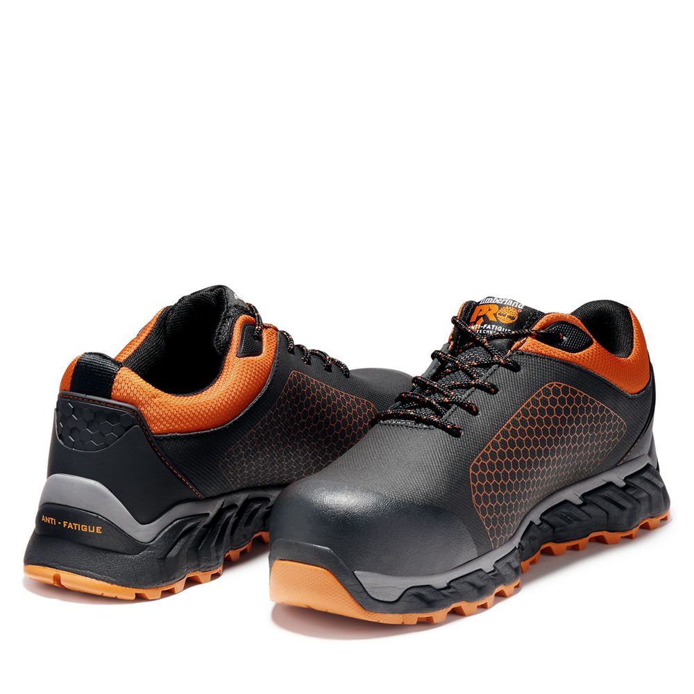 Timberland Mens Work Shoes PRO® RidgeLow Comp Toe - Black/Orange - India QL4203156